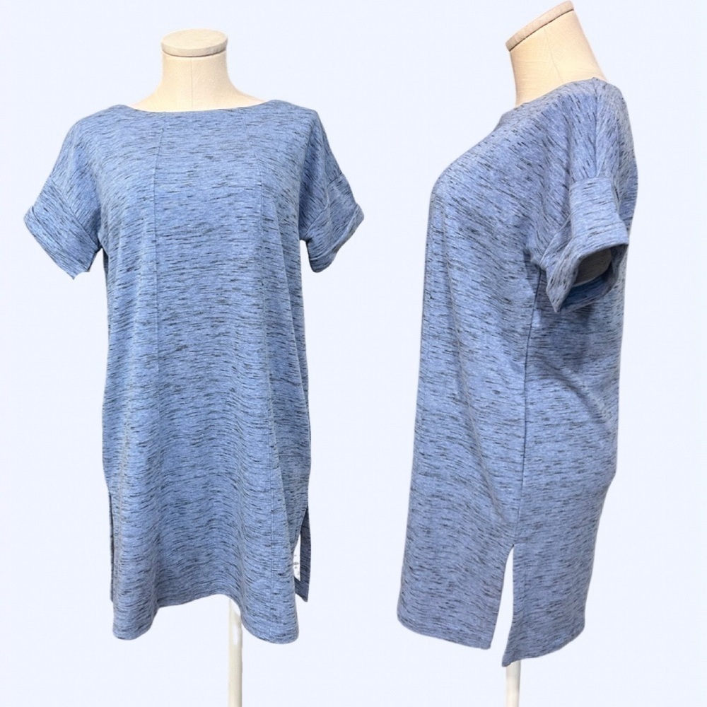 J. JILL NEW A line tunic dress with cuffed shirt sleeves in blue